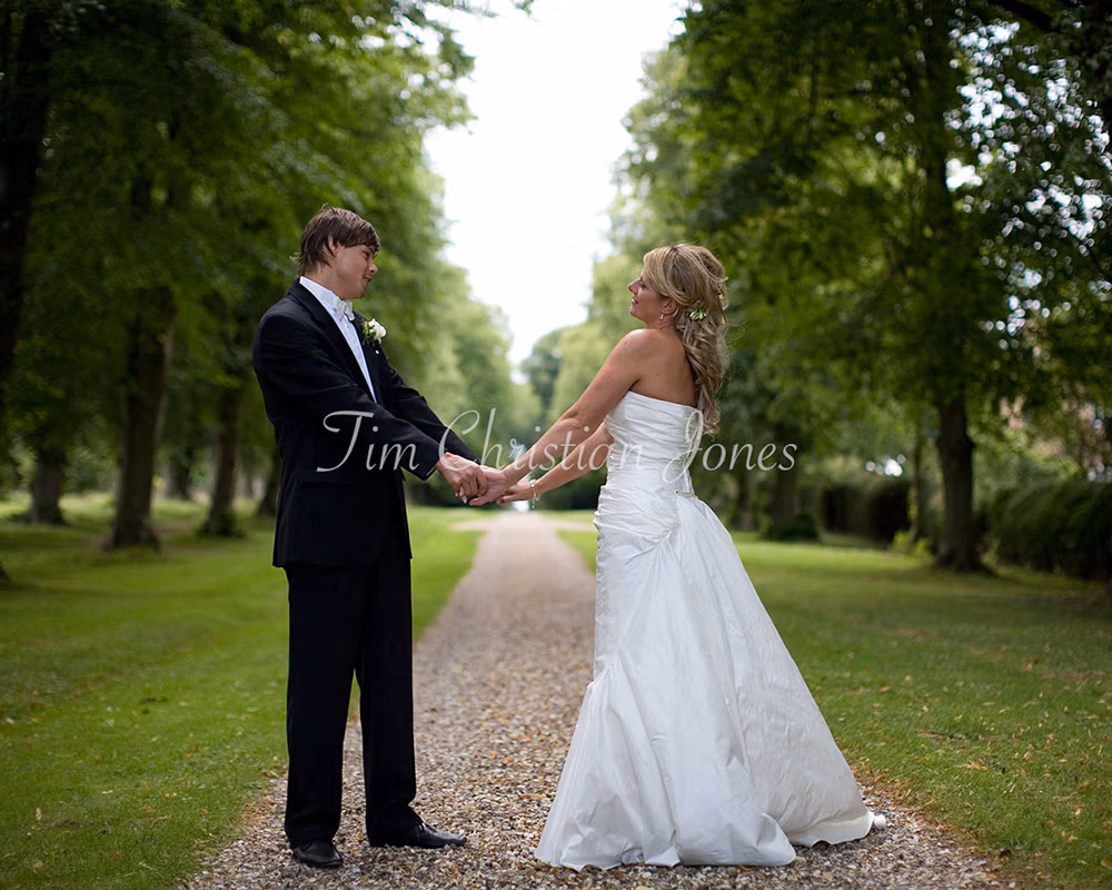 Scenic couple portrait in a wooded area