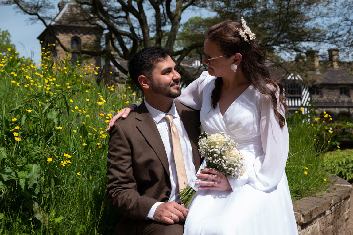 Couple portrait in Shibden Park, Roland & Inga photographed by a Leeds-based documentary wedding photographer